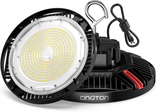 Miniatura 12 de CINOTON Luz LED UFO de Bahía Alta de 100W, Luces LED de Aluminio para Tienda con 15000LM, Iluminación de Bahía Comercial de 5000K para Almacén