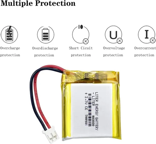 Miniatura 4 de Liter 3.7V 700mAh 803030 Lipo Batería recargable de iones de polímero de litio con conector JST 0.079 in