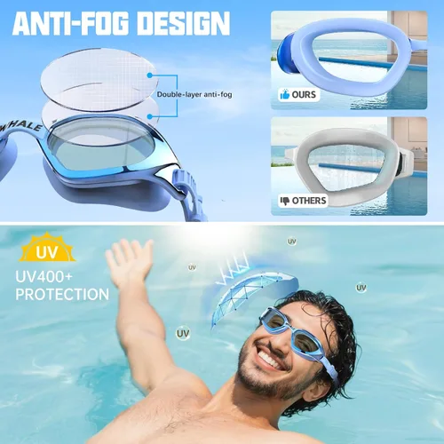 Miniatura 2 de Whale Gafas de natación para adultos, antiempañamiento, cómodas, polarizantes, para adultos, unisex