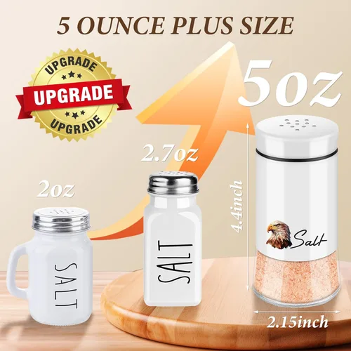 Miniatura 2 de Juego de salero y pimentero, salero y pimentero de vidrio de 148 ml con tapa de acero inoxidable, decoraciones del 4 de julio para cocina y hogar