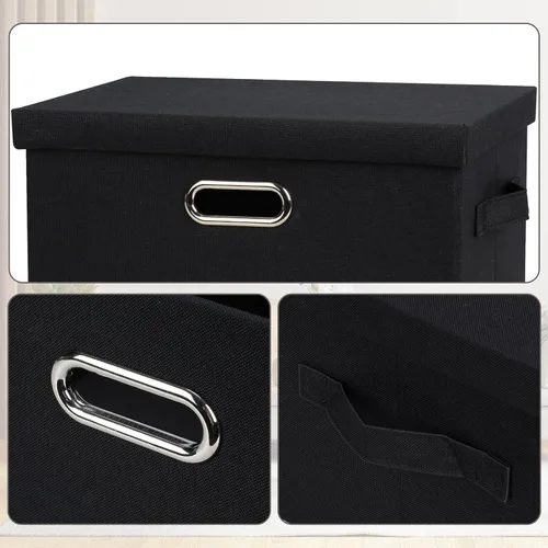 Miniatura 6 de Graciadeco Cajas de almacenamiento plegables y apilables de 15" de 21 cuartos de galón con tapas, paquete de 3 unidades en negro, cajas plegables