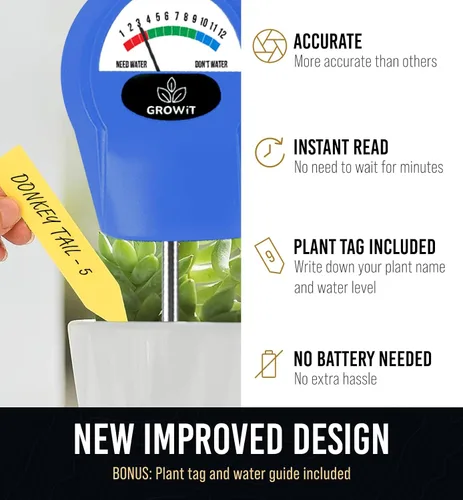 Miniatura 2 de GROWIT Monitor de Agua del Suelo para Plantas - Medidor de Humedad del Suelo Hidrómetro para Plantas Medidor de Humedad de Plantas