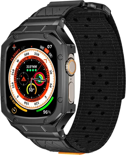 Miniatura 27 de BAITEYOU Correa de acero inoxidable con estuche compatible con Apple Watch Ultra 3 2 1 de 49 mm, correa resistente con cubierta protectora de metal