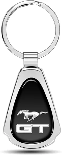 Miniatura 8 de iPick Image for Ford Mustang GT Black Dome Metal Teardrop Key Chain
