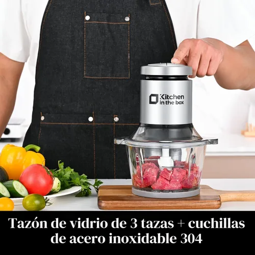 Miniatura 3 de Kitchen in the box Mini procesador de alimentos, picadora eléctrica de carne y picadora de alimentos con potente picadora de verduras de 400W - Un