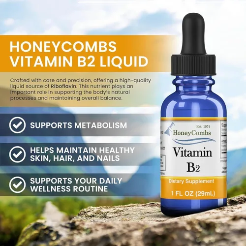Miniatura 2 de Gotas líquidas de vitamina B2 - Suplemento de riboflavina B2 para el metabolismo energético y el apoyo del sistema nervioso - Vitamina líquida B2