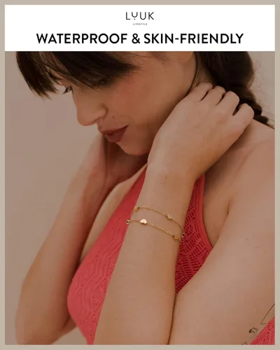 Miniatura 3 de LUUK LIFESTYLE Pulsera de acero inoxidable con colgante y tarjeta de felicidad, filigrana y joyería minimalista para mujer, idea de regalo única