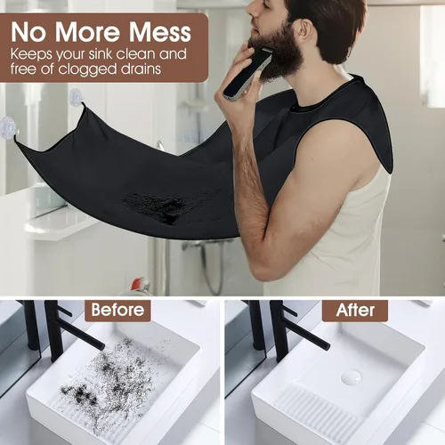 Miniatura 3 de Recogedor de babero para barba, atrapador de pelo de barba para fregadero, regalos de cumpleaños para hombres, él novio, capa de barba antiadherente