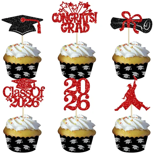 Miniatura 21 de Gyufise 1 decoración de pastel So Proud of You Black Glitter 2026 Decoración de pastel de fiesta de graduación You Did It, decoración de pastel