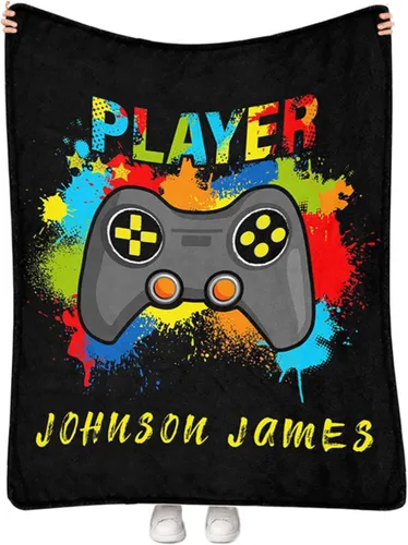 Miniatura 12 de Mantas personalizadas de juegos para niños y niñas con nombre, manta personalizada de control de videojuegos Vedio para sofá, manta suave y de forro