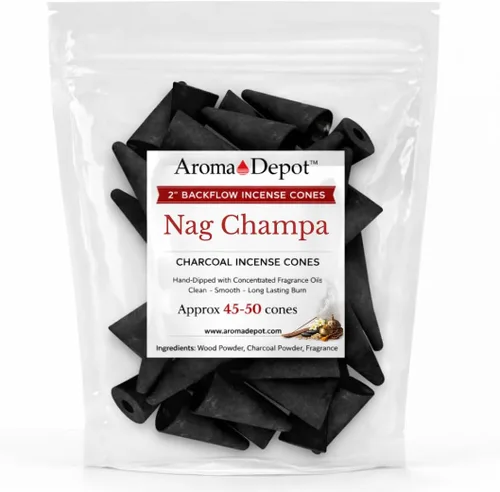 Miniatura 6 de Conos de incienso de carbón de reflujo Nag Champa de 2 pulgadas (10 conos)