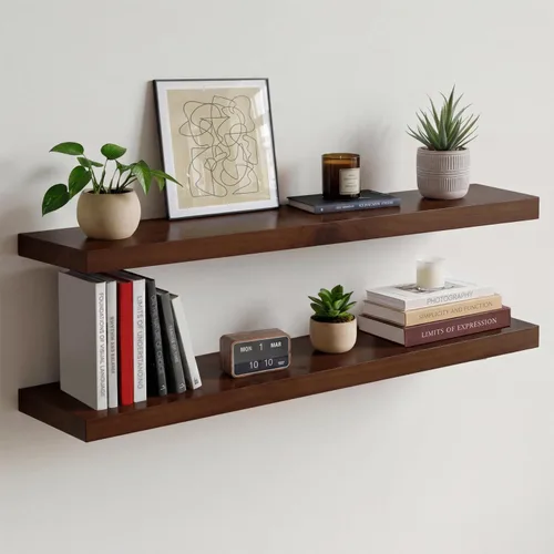 Homeforia Estante flotante de nogal de 36 pulgadas, estantes grandes de madera maciza de alta gama de 36 pulgadas para pared de baño, estantes Nuez