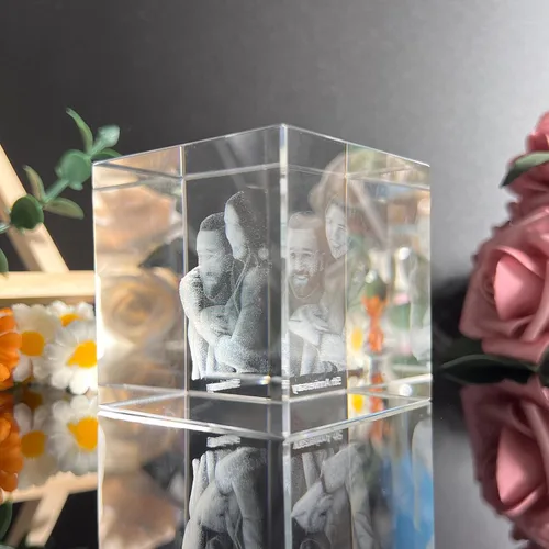 Miniatura 3 de Foto de cristal 3D, marco de fotos cuadrado personalizado de cristal, grabado personalizado con tu propia foto, regalo personalizado de aniversario