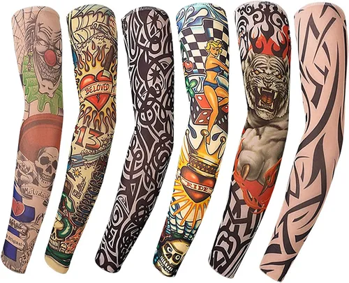 Miniatura 10 de Mangas de tatuaje para hombres, mujeres y niños - Manga de tatuaje temporal falsa para deportes al aire libre, decoración de Halloween