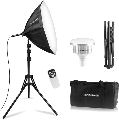 Miniatura 9 de Kit de iluminación Softbox, juego de iluminación de fotografía de caja suave con caja de luz de 17 x 17 pulgadas, trípode de iluminación plegable, 2
