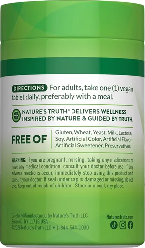 Miniatura 7 de Nature's Truth Vitamina B12 1000 mcg 75 tabletas de liberación temporal Suplemento vegano, sin OMG y sin gluten