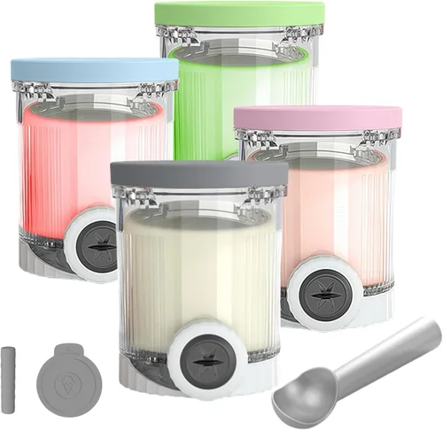 Miniatura 11 de Paquete de 4 pintas CREAMi y tapas de silicona para Ninja NC700 NC701 Series, compatible con helados Ninja Swirl y máquinas de servir helados