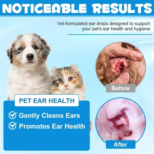 Miniatura 6 de Gotas de tratamiento de infección de oído de perro, con hidrocortisona al 1%, tratamiento de infección por levaduras de oído para perros y gatos