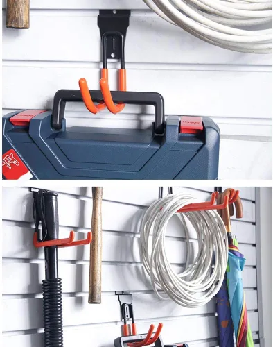 Miniatura 7 de Ganchos de pared de listones Accesorios de pared de listones Ganchos de utilidad Organizador de herramientas de almacenamiento de garaje Grandes