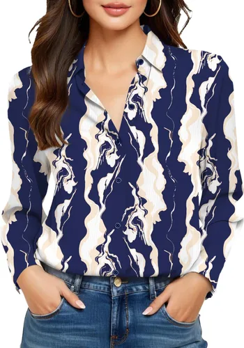 Miniatura 30 de Camisas sin planchado y sin arrugas para mujer, con botones, de manga larga, de seda de morera, blusas casuales para el trabajo