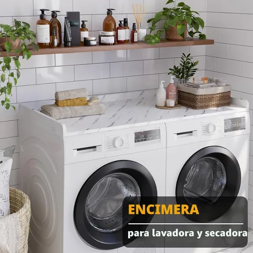 Miniatura 3 de SpaceAid Encimera para Lavadora y Secadora, Estante Superior de Madera para Lavandería con Borde, 54" de Ancho x 27.5" de Profundidad, Organizador