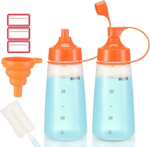 Miniatura 17 de Botellas de plástico para condimentos para salsas de boca ancha, dispensador de botellas para aderezo de ensalada, aceite de cocina, salsa