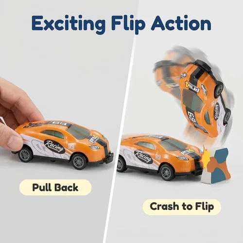 Miniatura 4 de 8 autos de juguete de carreras de tracción hacia atrás, autos de metal para saltar a troquel para niños de 3 a 6 años, no necesitan baterías, auto