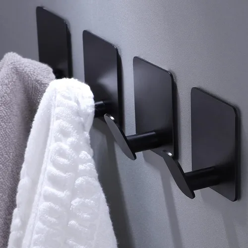 Miniatura 17 de DELITON Paquete de 4 ganchos adhesivos para toallas - Blancos, ganchos autoadhesivos resistentes para pegar en la pared, para colgar batas, abrigos