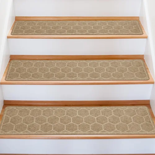 Miniatura 13 de Alfombras para peldaños de madera - Cinta antideslizante para alfombra de escaleras, pelar y pegar con cinta adhesiva doble, juego de 15 hojas
