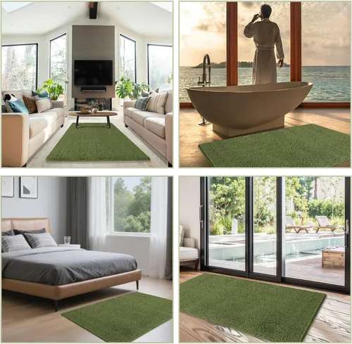 Miniatura 121 de Alfombra de baño pequeña de 12 x 18 pulgadas, lavable y absorbente, antideslizante, alfombra de baño de felpilla gruesa y suave para baño, ducha