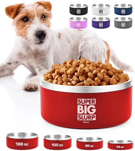 Miniatura 21 de Tuff Pupper Cuenco de acero inoxidable aislado resistente de 100 onzas para perros grandes, base antideslizante, apto para lavavajillas Rosa Punch