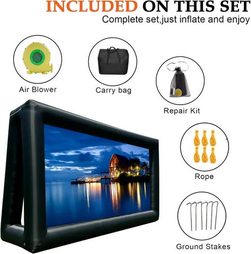 Miniatura 3 de Pantalla de proyector inflable para exteriores de 33 pies, pantalla de cine inflable para exteriores con soplador de aire, fácil de instalar