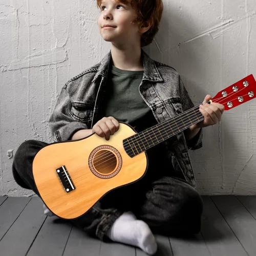 Miniatura 4 de Kisangel Guitarra acústica popular de 23.22 pulgadas, guitarra de 6 cuerdas para principiantes para niños y adultos, instrumento musical de tilo