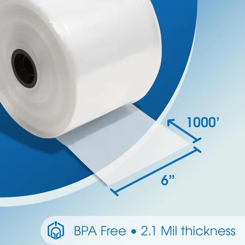 Miniatura 2 de Spartan Industrial Mini rollo de tubo plano de polietileno LDPE transparente de 6 pulgadas de ancho, 6 pulgadas de ancho x 1000 pies de largo, 2 mil