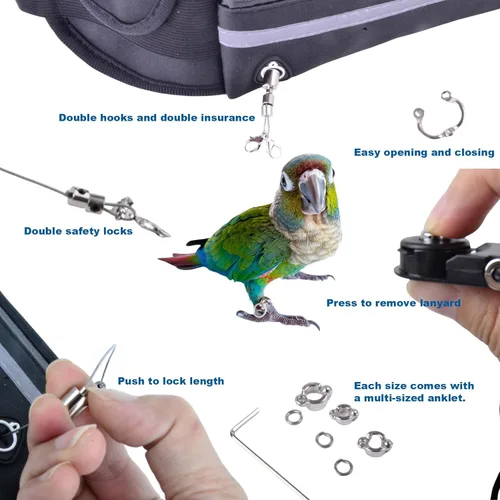 Miniatura 4 de Arneses de pájaros manos libres adecuados para ciclismo y conducción al aire libre y cinturones cangurera autoretráctil correa de pájaro suirtable
