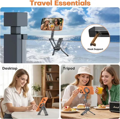 Miniatura 2 de OMOTON TP06 [Cordón equipado] para gancho de trípode MagSafe con parte trasera magnética y base Arca-Suiza, rotación de 360° con tornillo de 1/4