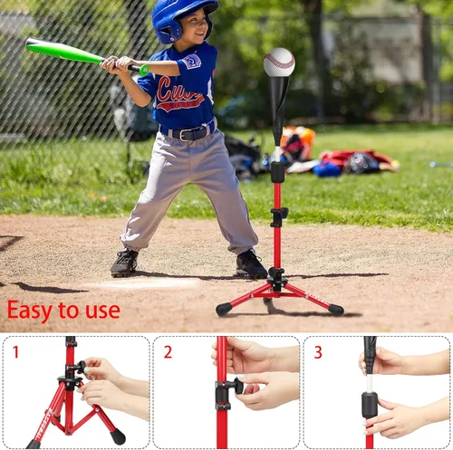 Miniatura 4 de BaseGoal - Tee de béisbol para niños, tee de bateo, tee de sóftbol, tee de bateo para jóvenes, tee de teeball, tee de viaje, altura fácilmente