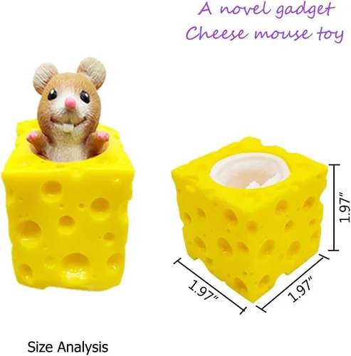 Miniatura 5 de Juguete para Apretar de Ratón de Queso Divertidos Juguetes Fidget 3 Piezas para Alivio del Estrés Ansiedad Tensión Regalo Sensorial Recuerdo