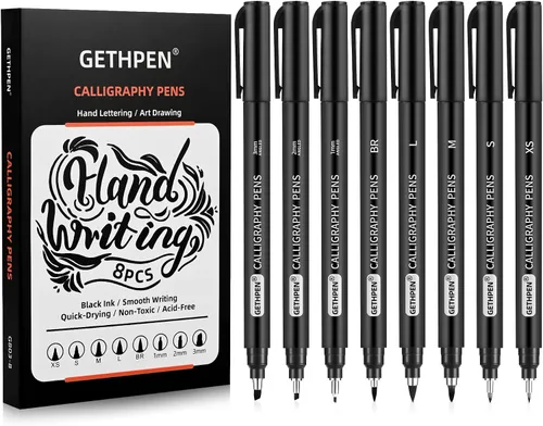Miniatura 7 de GETHPEN Bolígrafo de caligrafía, bolígrafos de caligrafía para escribir, juego de pinceles de caligrafía para principiantes, marcadores