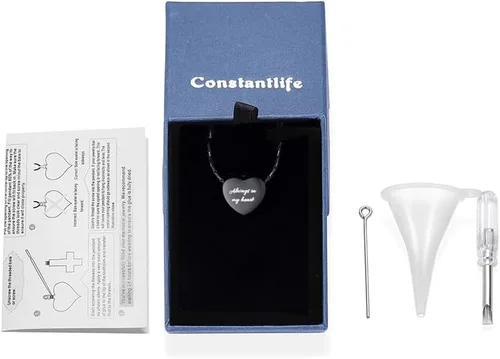 Miniatura 14 de constantlife Joyería de cremación para cenizas – Colgante de corazón conmemorativo collar de urna conmemorativa soporte para cenizas de acero