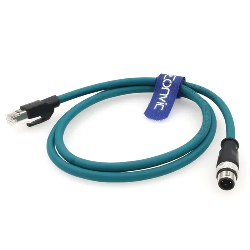 Cable de red para cámara industrial Cognex de 4 pines M12 de 4 pines a RJ45, cables blindados CAT5e (azul, 1M)