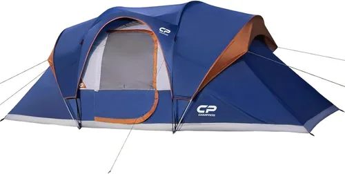 CAMPROS CP Camping Tent 10 Person Family Cabin Tent, 2 Room Water Resistant Waterproof Tent with Top Rainfly, 4 Large Mesh Windows, Double Layer,
