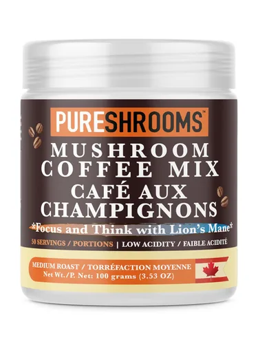Miniatura 11 de PureShrooms Café instantáneo de hongos con melena de león orgánica, reishi y cordyceps Arábica colombiana liofilizada 600 mg de extractos