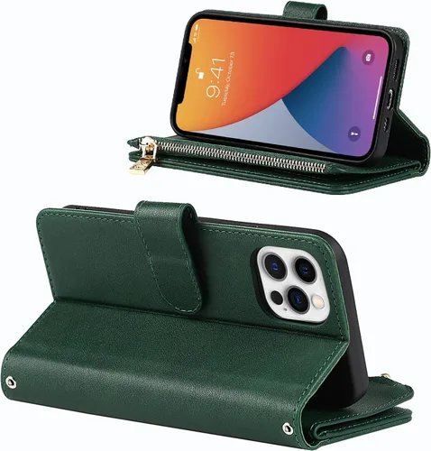 Miniatura 3 de Funda para iPhone 12 Pro Max para mujer con tarjetero, para iPhone 12 Pro Max, funda cruzada con correa para el hombro, bolsillo con cremallera