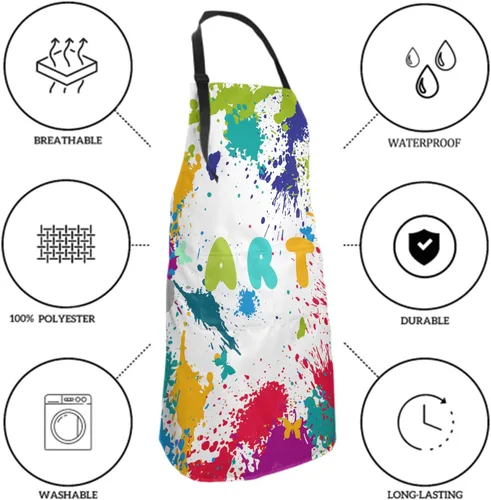 Miniatura 6 de Delantal resistente a las manchas con cuello ajustable y bolsillos para adultos unisex, mujeres, hombres, chef, horneado, cocina, barbacoa, parrilla