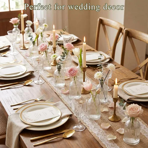 Miniatura 5 de DomeStar 16 jarrones pequeños de 3.8 pulgadas para flores, jarrón de flores de vidrio a granel para centros de mesa, adecuado para decoración