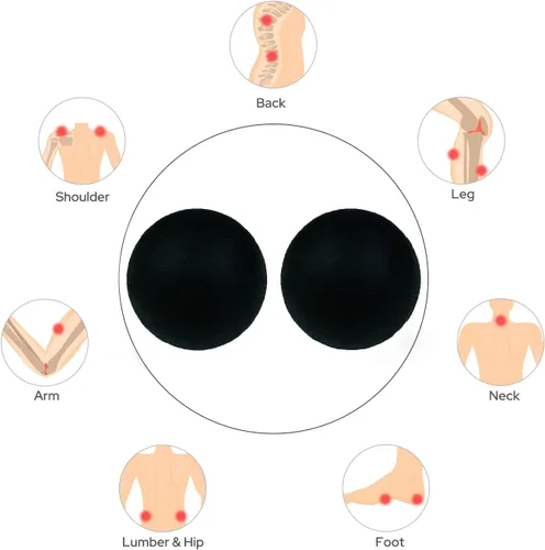 Miniatura 7 de Pelota de masaje pequeña y dura, paquete de 2 unidades. Bolas de lacrosse para fascia, para punto de gatillo, tejido profundo, liberación Negro