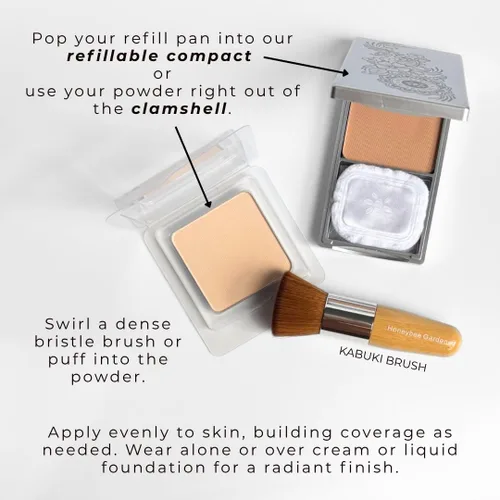 Miniatura 8 de Honeybee Gardens Recambio de base de polvo mineral prensado, bronceado medio, cobertura de luz ajustable, base de polvo prensado mate, hecha sin