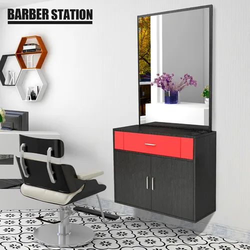 Miniatura 7 de Artist hand Estación de salón de montaje en pared Estación de peluquería Estación de peluquería con espejo de tocador Peluquería Belleza Spa Equipo
