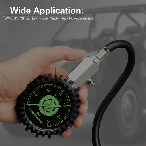 Miniatura 6 de Medidor de presión de neumáticos de baja presión ATsafepro hasta 30PSI, medidor de neumáticos mecánico de 2.5” con manguera flexible y portabrocas